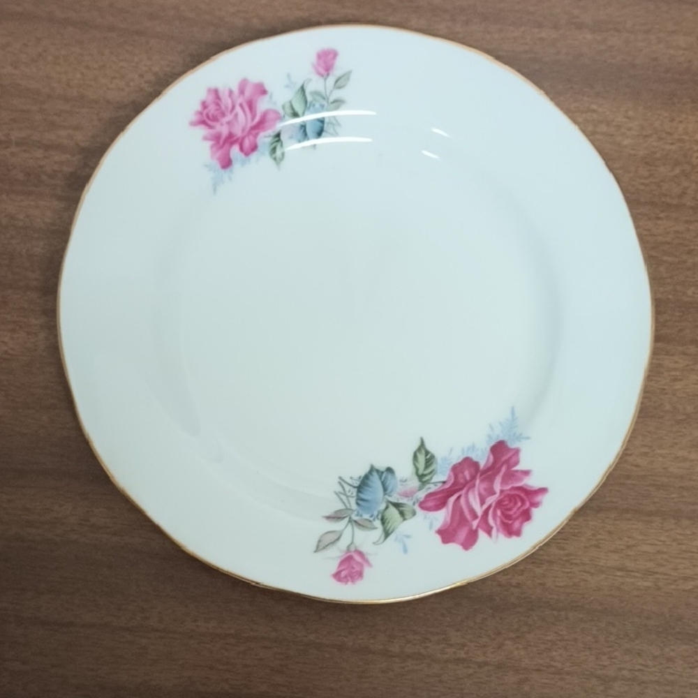 Vintage China Nanjing Pagoda Pink Roses Bread Plate